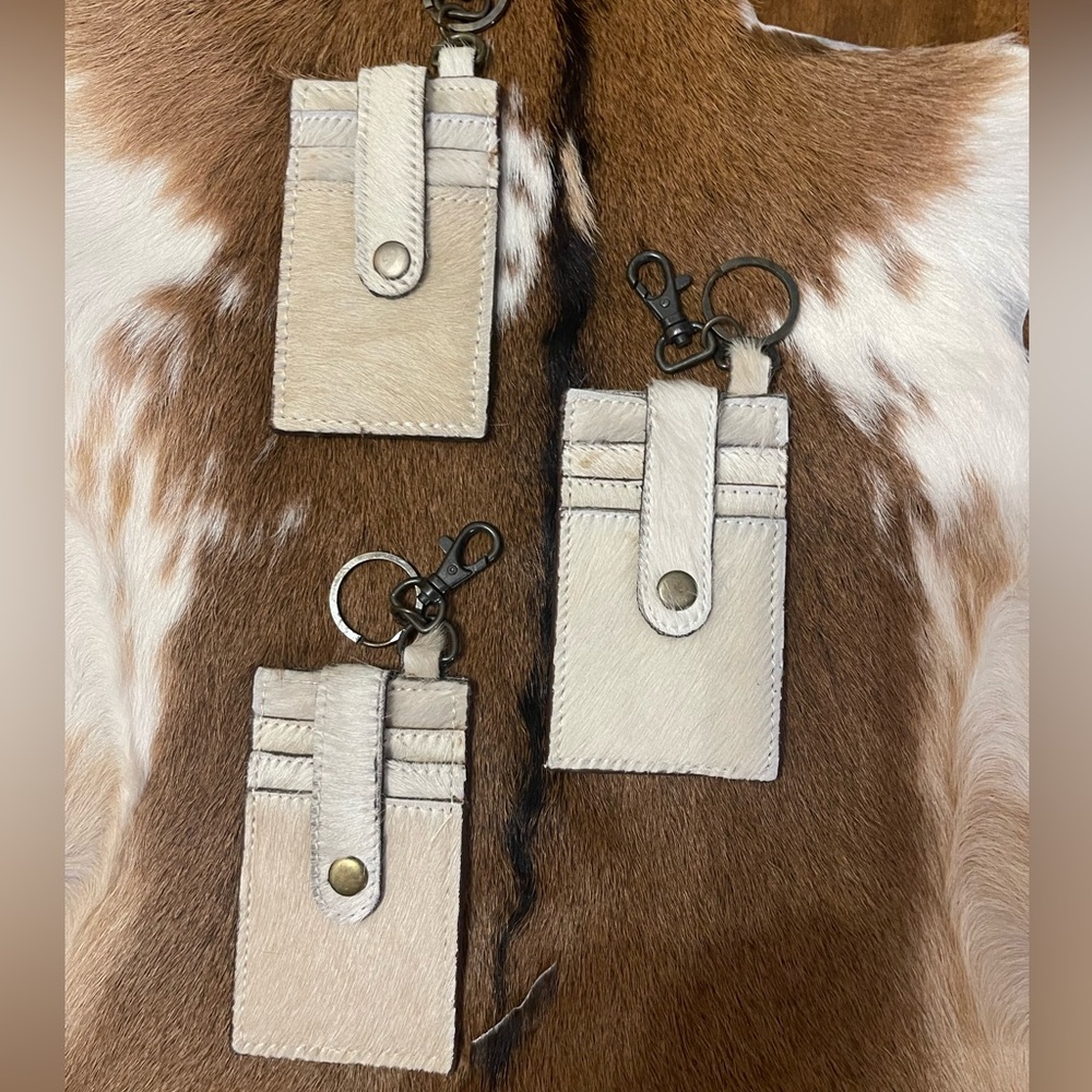 🌵 American Darling Genuine Tan Cowhide Key Ring and Card Holder With Clip🌵